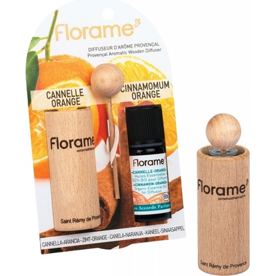 Florame Difuzér provensálský dřevěný + éterický olej Skořice-pomeranč 10 ml