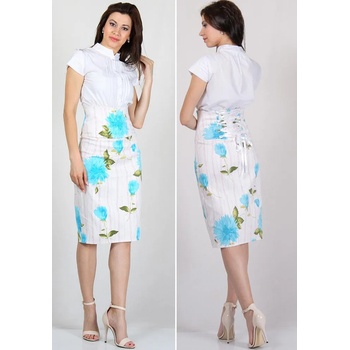 Image 1 of Rumena Елегантна пола на цветя с корсет на гърба rumena