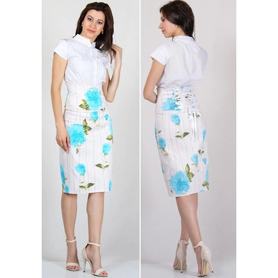 Rumena Елегантна пола на цветя с корсет на гърба rumena