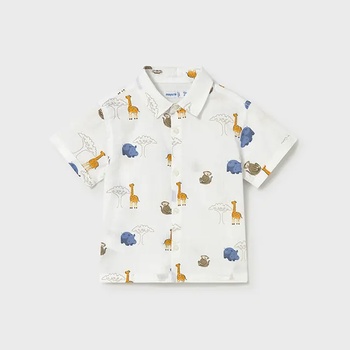 MAYORAL Риза къс ръкав принт животни в Бял цвят за бебе момче Mayoral