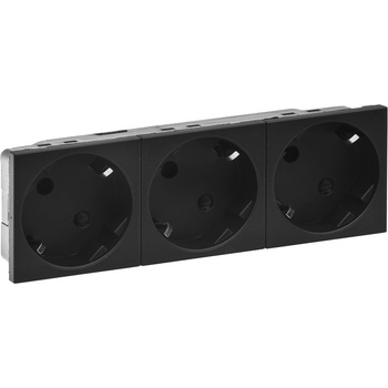 Legrand Контакт шуко ТРОЕН 45° 16A 6 мод. цвят Черен мат Mosaic - 079373L (079373L)