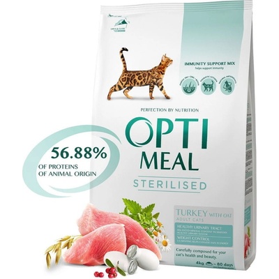 OptiMeal Superpremium pre mačky pre všetky kastrované plemená s morčacim mäsom 4 kg