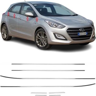 Nerez spodné obloženie okien Hyundai i30 HTB 2012-2017 8 ks Nie kombi