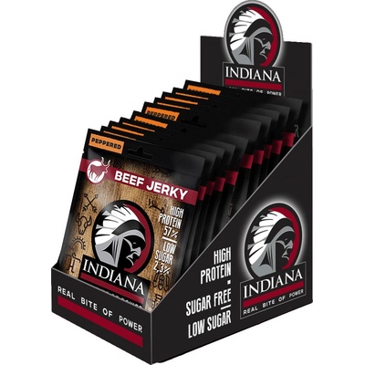 Indiana Jerky Hovězí sušené maso Peppered 10 ks 250 g