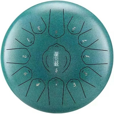 Tongue drum 12' 30cm 13 tónů C-dur tyrkysový s příslušenstvím.