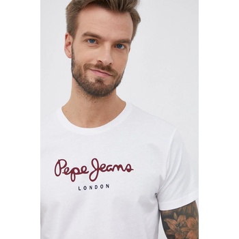 Pepe Jeans Памучна тениска Pepe Jeans Eggo N в бяло с изчистен дизайн (PM508208.800)