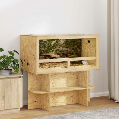 VidaXL terárium z OSB hnědé s teploměrem 100 x 50 x 50 cm 9799.876730