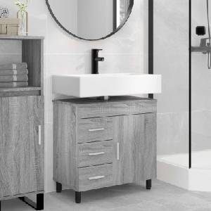 vidaXL Шкаф със светло за баня Сив Сонома 60 x 35 x 60 см (889381)