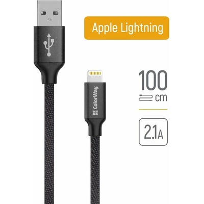 ColorWay CW-CBUL004-BK USB - Apple Lightning 2.1A, 1m, černý