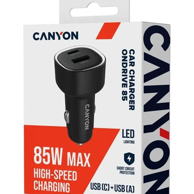 CANYON Зарядно устройство Canyon CNE-CCABR8AC 1xUSB C +1x USB A 85W (CNE-CCABR8AC 1xUSB C +1x USB A 85W)