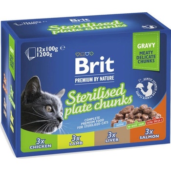Brit Premium Cat Meat Sterilised mix v omáčke Multi 1200 g 12 x 100 g