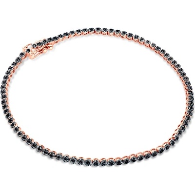 SAVICKI Тенис гривна, розово злато 585, черни диаманти 0.27К, 2.0mm. 18cm