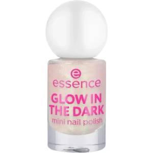 essence Glow In The Dark лак за нокти, нюанс 14 Light Pink With Gold Shimmer, розов с златист блясък, 5 мл