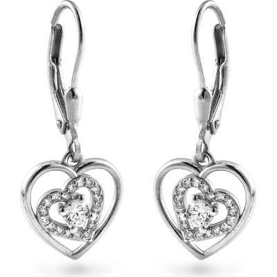 AGAIN Jewelry Srdiečkové visiace náušnice s kubickými zirkónmi AJNS0067
