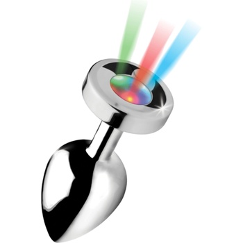 XR Brands Booty Sparks - светещ анален плъг - голям (сребрист)