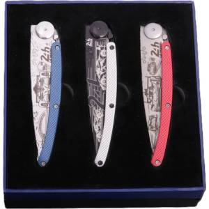 DEEJO DEE24H004 LE MANS ALUMINUM / Комплект от 3 ултралеки джобни ножа от колекционерското издание на 2025 24H Le Mans (DEE24H004)