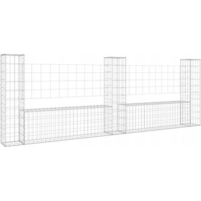 zahrada-XL Gabionový koš ve tvaru U se 3 sloupky železo 260 x 20 x 100 cm