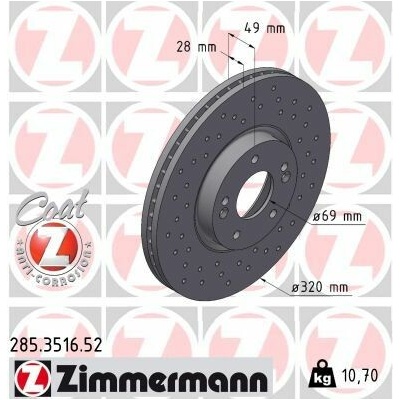 Brzdový kotúč ZIMMERMANN 285.3516.52