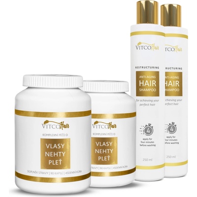 VitcoHair pro dokonalé vlasy, nehty a pleť 180 kapslí + VitcoHair Shampoo 500 ml dárková sada