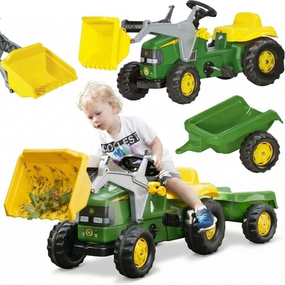 Rolly Toys rollyKid John Deere traktor s vlečkou a nakaldačom