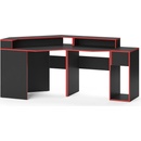 Vicco Stůl pro hraní Kron, 220 x 90 cm Rohový tvar, Červená/Černá