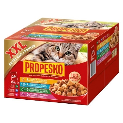Propesko Cat kúsky v šťave kura losos králika hovädzie 24 x 100 g