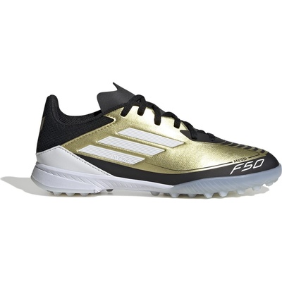 Adidas Юношески футболни стоножки Adidas Messi F50 League Junior Astro Turf Football Boots - GOLDMT/FTWWHT/C