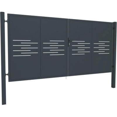 EKOfence Dizajnová brána LINE 2kr. 3800x1800mm antracit so plotový stĺpikmi 16414