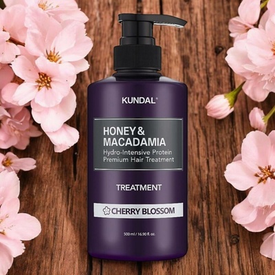 KUNDAL Honey & Macadamia Treatment kůra na vlasy Cherry Blossom 500 ml
