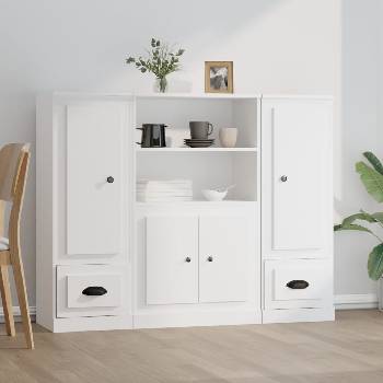 vidaXL Високи шкафове, 3 бр, бели, инженерно дърво (3185311)