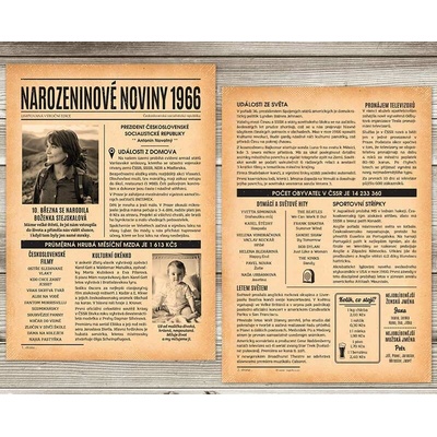 Narozeninové noviny 1966 – dvoustranné nebo jednostranné – Zboží Mobilmania