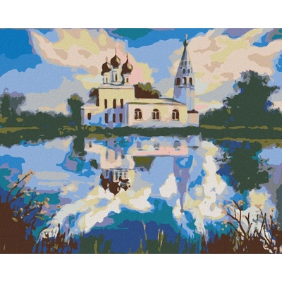 zuty Malování podle čísel Kostelík u rybníka 100 x 80 cm vypnuté plátno na rám 8596530028918