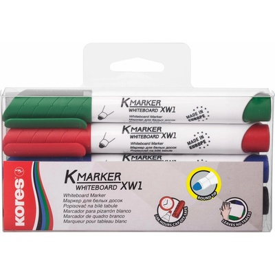 Kores K-MARKER Popisovač na biele tabule a flip charty, okrúhly hrot 3 mm, mix 4 farieb