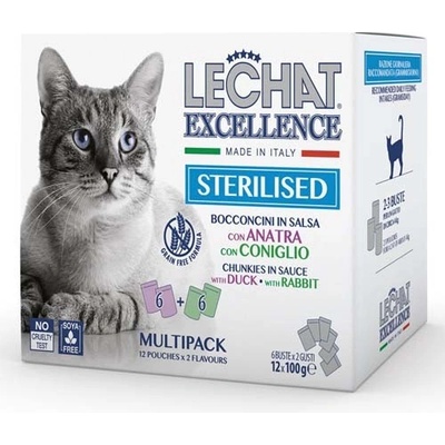 Monge Lechat Excelence Sterilized kachna králík 12 x 100 g