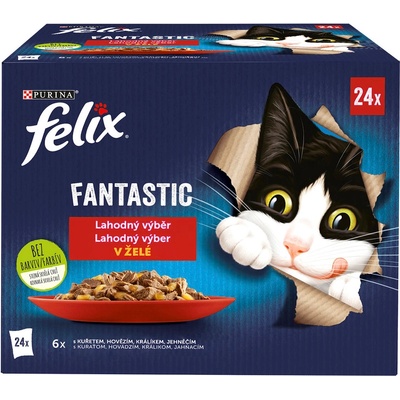 Felix Fantastic kura hovädzie králik jahňacie v želé 24 x 85 g