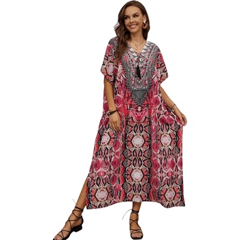 Image 1 of Плажна дълга туника в розово