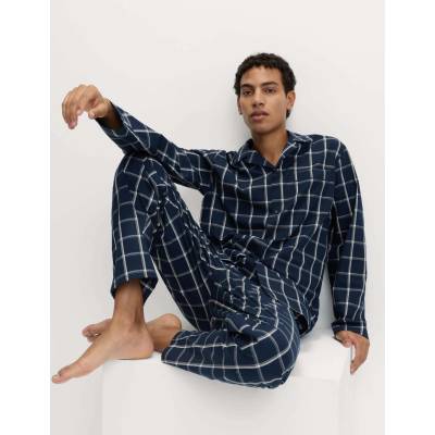Marks & Spencer Карирана пижамена сouprava от чист памук Marks & Spencer морско синя Marks & Spencer | Sin | МЪЖЕ | S