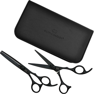 Olivia Garden Xtreme Set Matt Black - set nožníc na strihanie 575" a efilačné nožnice 635"