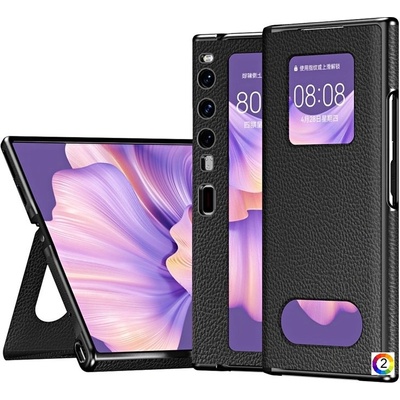 Huawei Mate Xs 2 Litchi Texture /Kickstand Folding Magnetic Wallet Кожен Калъф и Протектор
