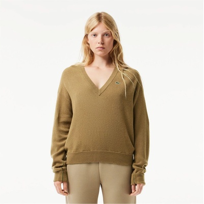 Lacoste Блуза Lacoste Relaxed Fit Carded Wool Moss Stitch Sweater - Brown
