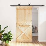 vidaXL Преплъзваща се врата Естествено и черно 95 x 210 cm (3445002)