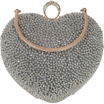 Image 1 of Сребърна чанта с перли - сърце