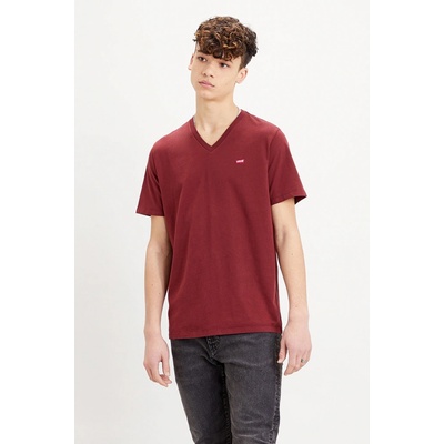 Levi´s pánske tričko The Original V-Neck Tee bordové