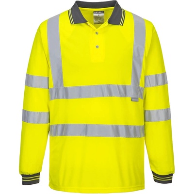 Portwest hi-vis s277 / Функционална светлоотразителна поло тениска, дълъг ръкав - hv жълто 6xl (s277yer6xl)