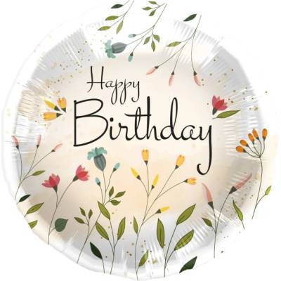 Folat Balonek fóliový Happy Birthday luční kvítí 45 cm