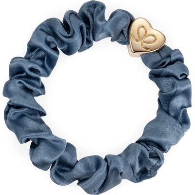 Gumička na vlasy By Eloise London Silk Scrunchie Gold Heart barva Faded Denim