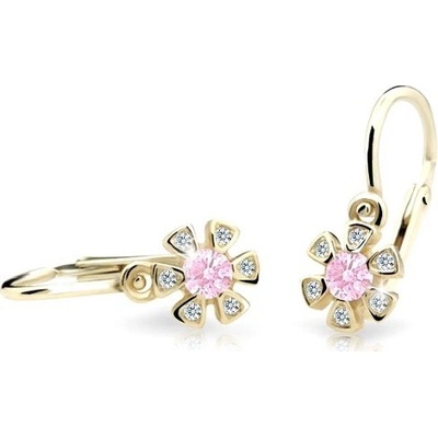 Zodiax zlaté dětské náušnice růžový kamínek 1761 červená rubín bílá