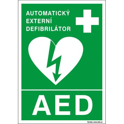 RAFO Samolepka AED - Automatický externí defibrilátor Velikosti: A6 (10,5 x 15 cm)