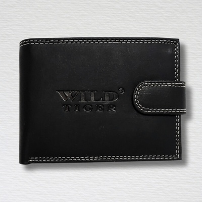 Pánská černá kožená peněženka WILD TIGER se zapínáním Ne