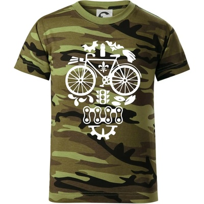 bike lebka dětské maskáčové triko zelený maskáč